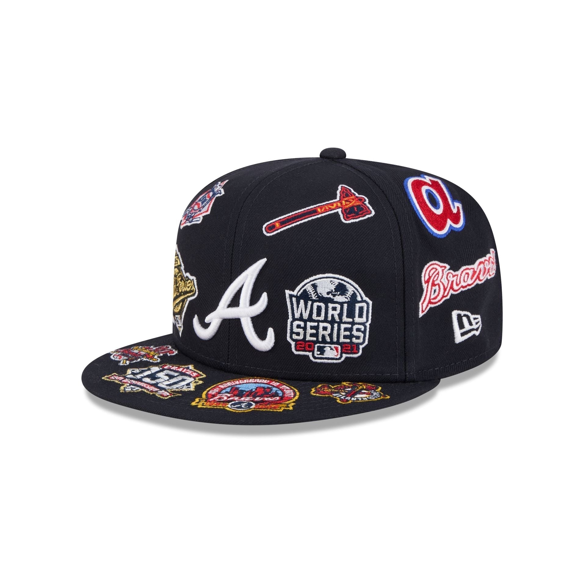 Atlanta Braves All Over Patch 59Fifty Fitted MLB Vintage Snapback Baseball Cap Adjustable Streetwear Hat MLB Snapback Snapback Adjustable Vintage Streetwear Cap