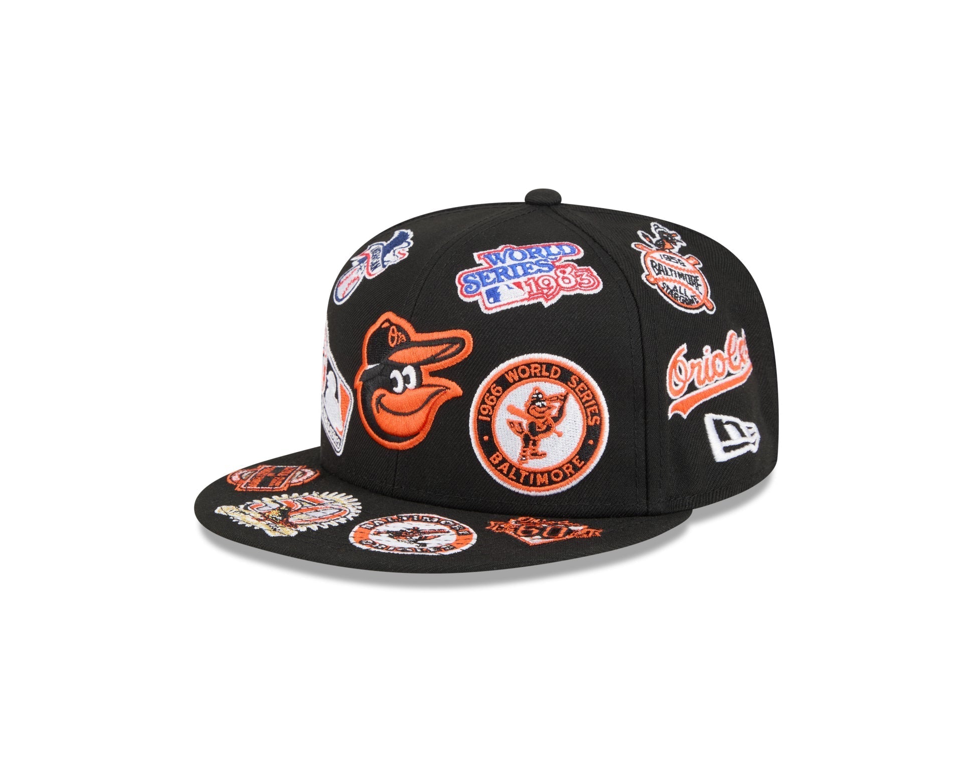 Baltimore Orioles All Over Patch 59Fifty Fitted MLB Vintage Snapback Baseball Cap Adjustable Streetwear Hat MLB Snapback Snapback Adjustable Vintage Streetwear Cap
