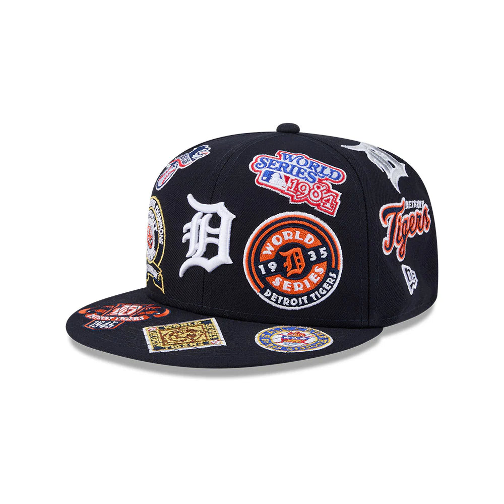 Detroit Tigers All Over Patch 59Fifty MLB Vintage Snapback Baseball Cap Adjustable Streetwear Hat MLB Snapback Snapback Adjustable Vintage Streetwear Cap