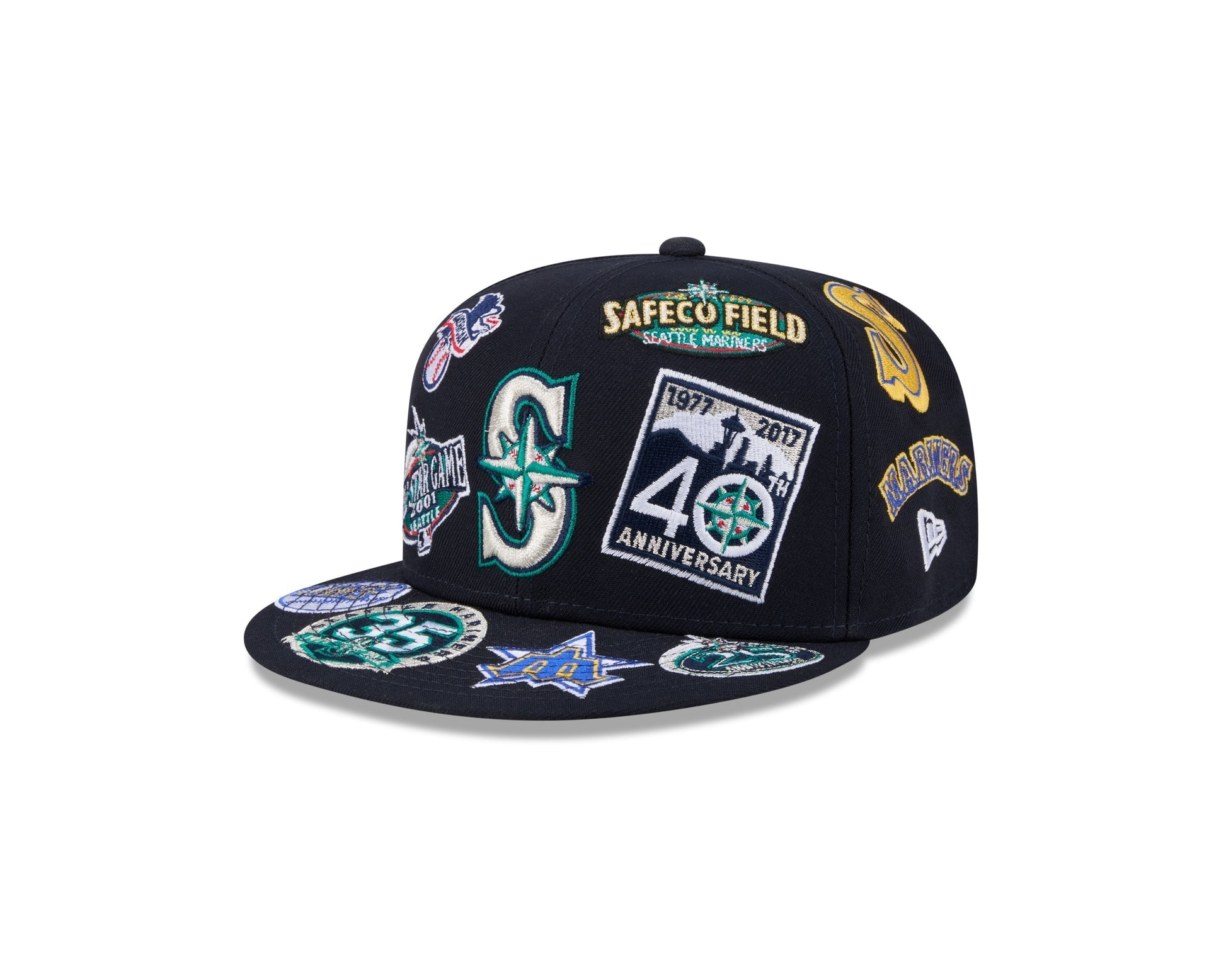 Seattle Mariners All Over Patch 59Fifty Fitted MLB Vintage Snapback Baseball Cap Adjustable Streetwear Hat MLB Snapback Snapback Adjustable Vintage Streetwear Cap