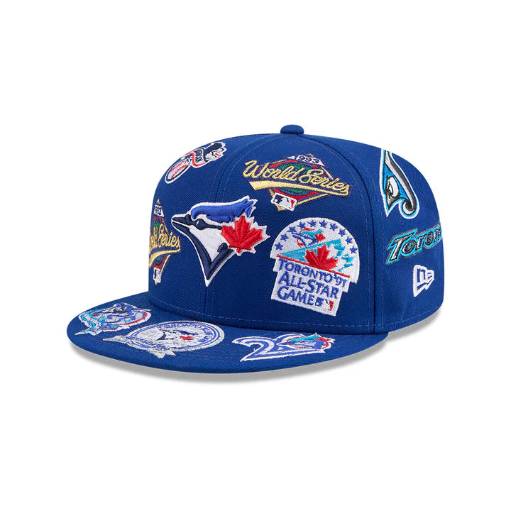 Toronto Blue Jays All Over Patch 59Fifty MLB Vintage Snapback Baseball Cap Adjustable Streetwear Hat MLB Snapback Snapback Adjustable Vintage Streetwear Cap