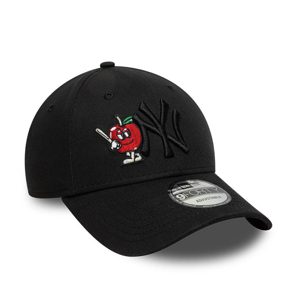 New York Yankees Apple Icon 9Forty Strapback Black MLB Vintage Snapback Baseball Cap Adjustable Streetwear Hat MLB Snapback Snapback Adjustable Vintage Streetwear Cap