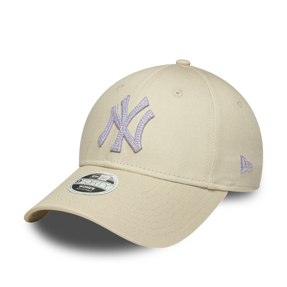 New York Yankees Womens Metallic 9Forty Strapback Beige/Purple MLB Vintage Snapback Baseball Cap Adjustable Streetwear Hat MLB Snapback Snapback Adjustable Vintage Streetwear Cap