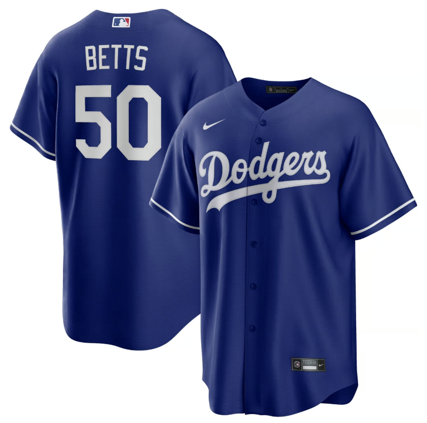Mookie Betts Los Angeles Dodgers Road Replica Jersey Nike MLB Vintage Snapback Baseball Cap Adjustable Streetwear Hat MLB Snapback Snapback Adjustable Vintage Streetwear Cap