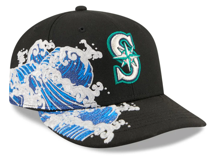 Seattle Mariners Waves 59Fifty Fitted MLB Vintage Snapback Baseball Cap Adjustable Streetwear Hat MLB Snapback Snapback Adjustable Vintage Streetwear Cap